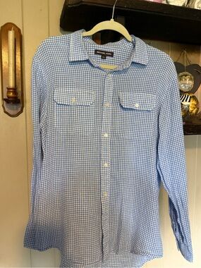 Michael Kors Light Blue Gingham Button-Down Shirt